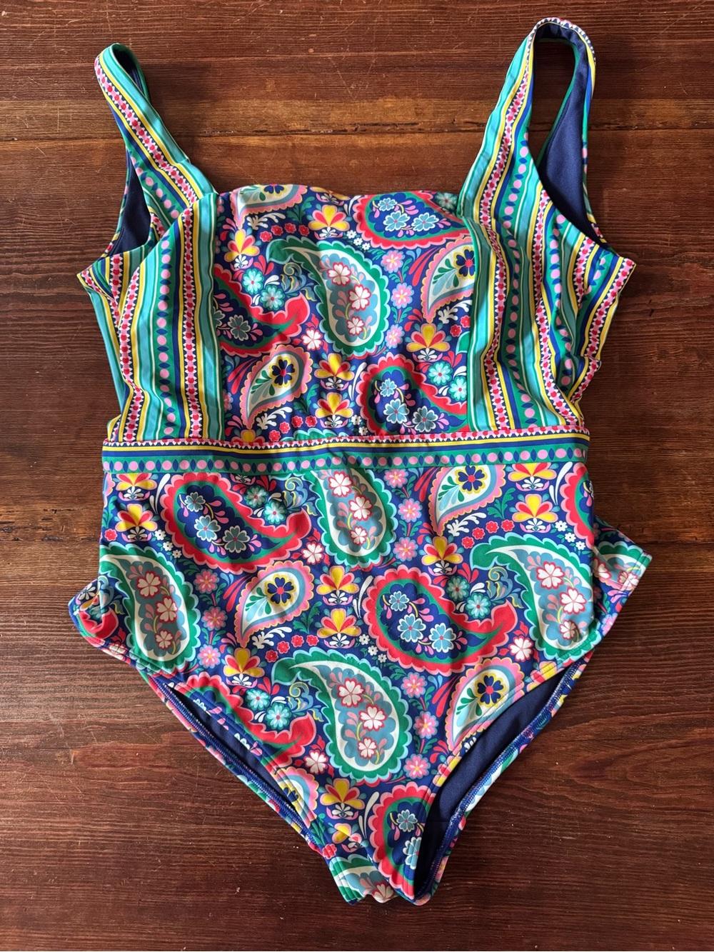 Boden Paisley One-Piece Swimsuit - Teal, Pink, Yellow, Navy